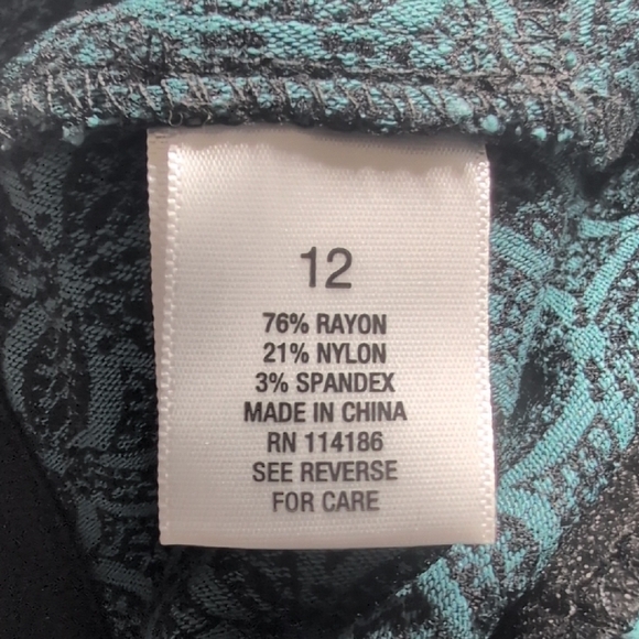 Roz & Ali Teal and Black Patterned Trousers - Picture 5 of 9